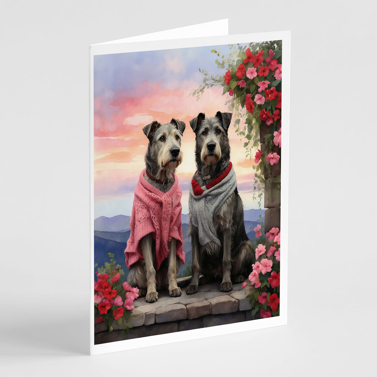 Buy this Irish Wolfhound Two Hearts Greeting Cards Pack of 8
