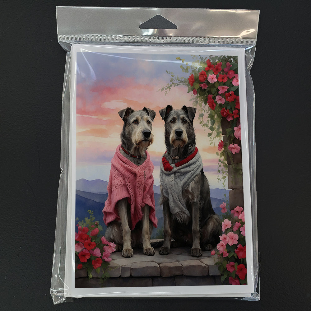 Irish Wolfhound Two Hearts Greeting Cards Pack of 8
