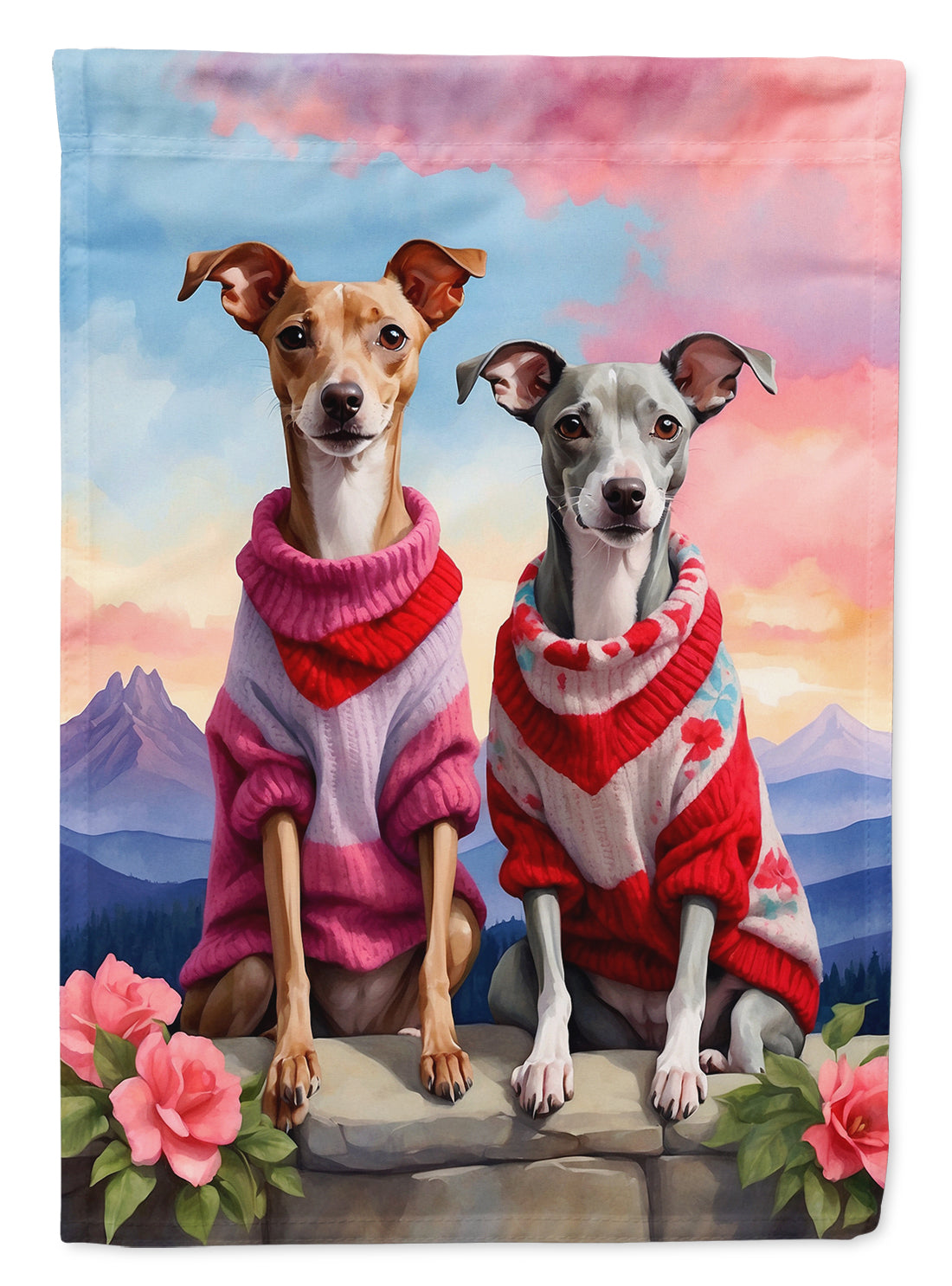 Buy this Italian Greyhound Two Hearts House Flag