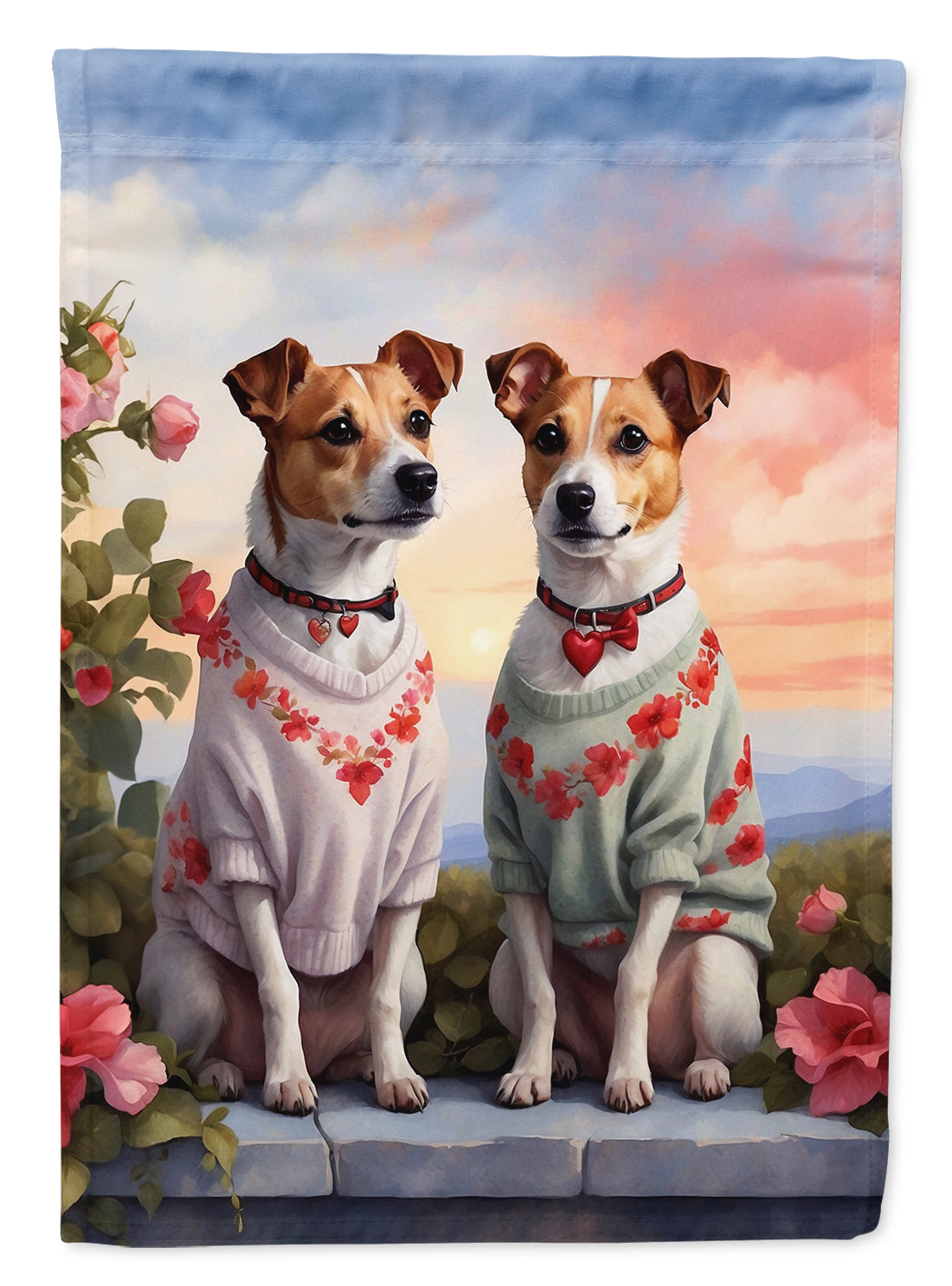 Buy this Jack Russell Terrier Two Hearts House Flag