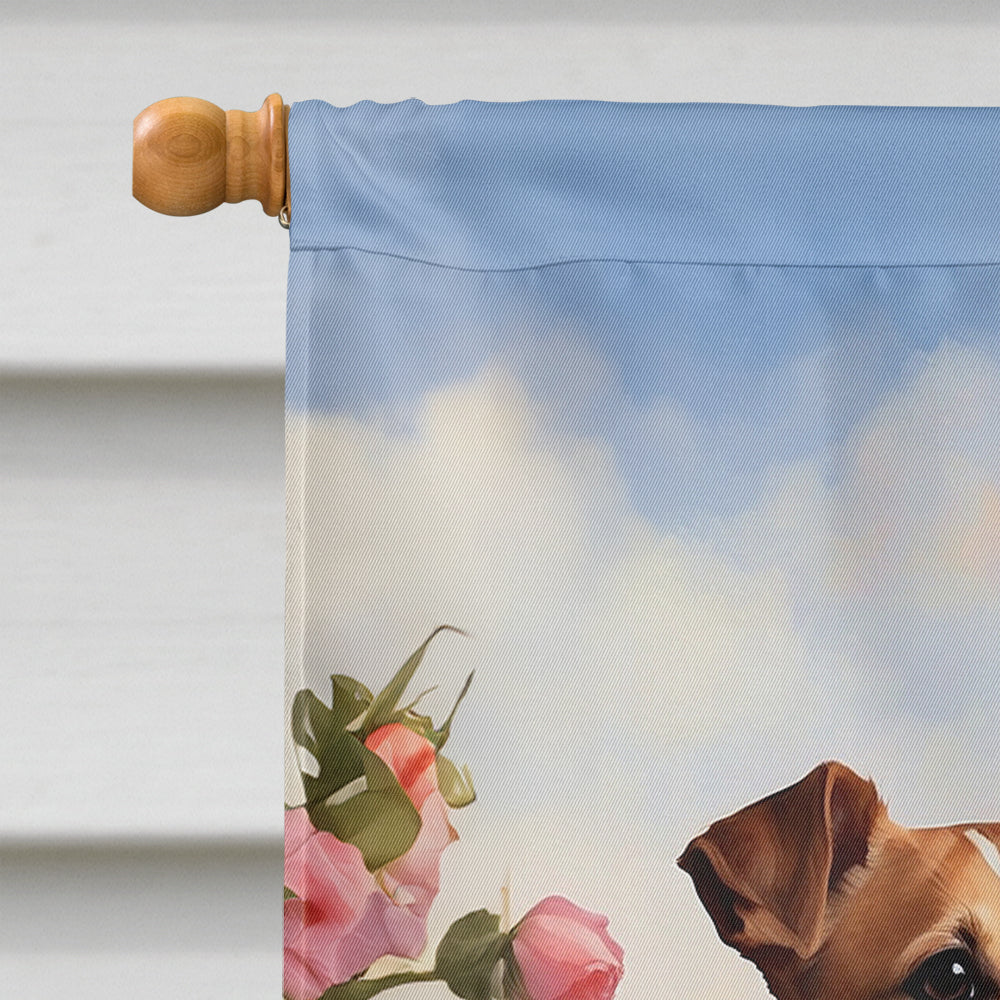 Jack Russell Terrier Two Hearts House Flag