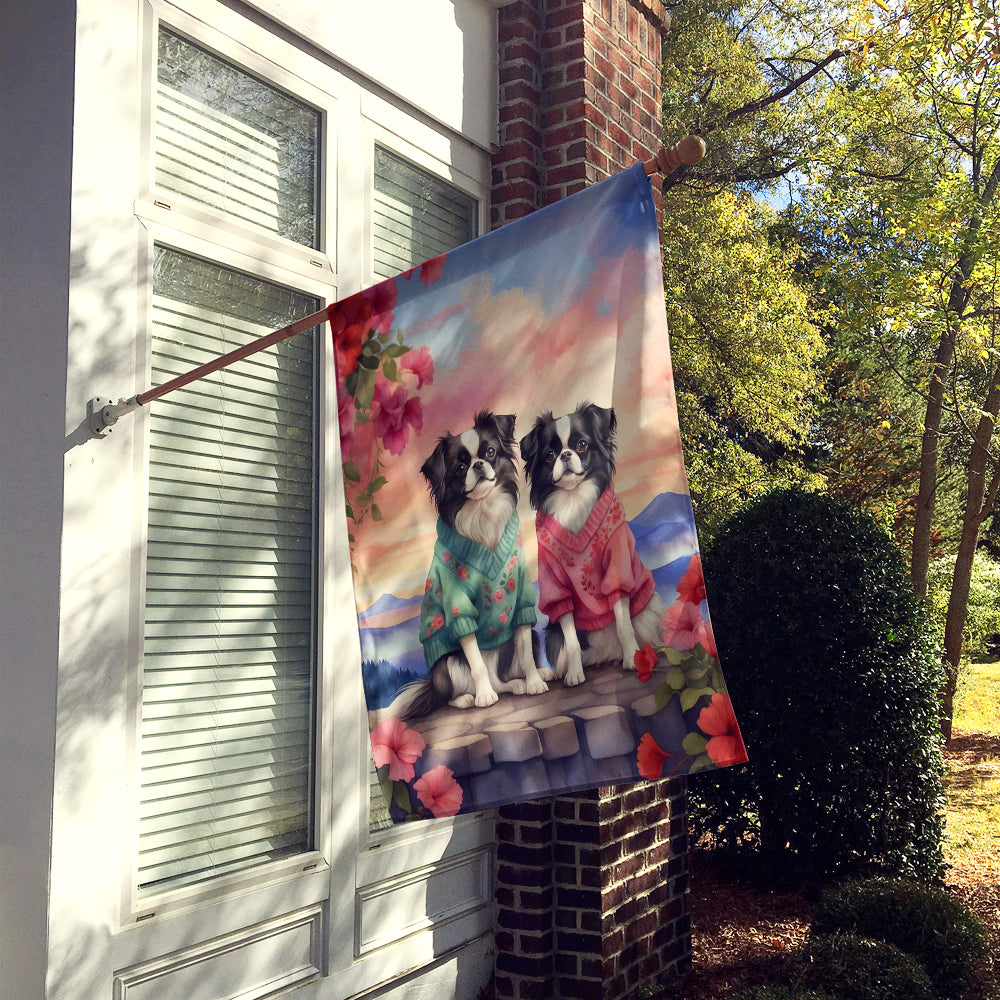 Japanese Chin Two Hearts House Flag