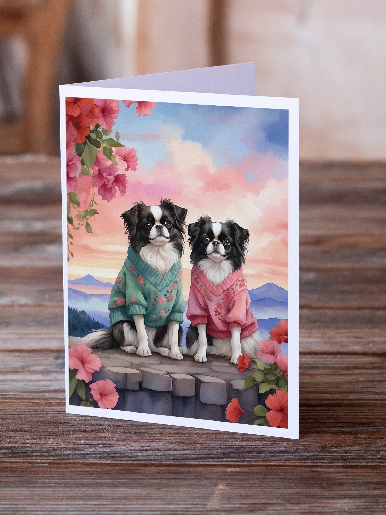 Buy this Japanese Chin Two Hearts Greeting Cards Pack of 8