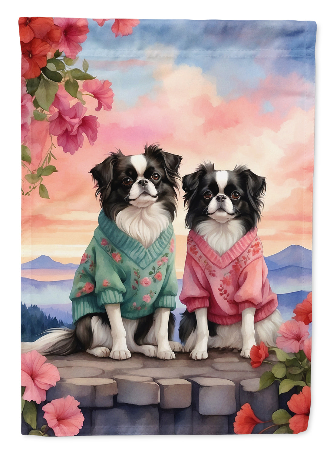 Buy this Japanese Chin Two Hearts Garden Flag