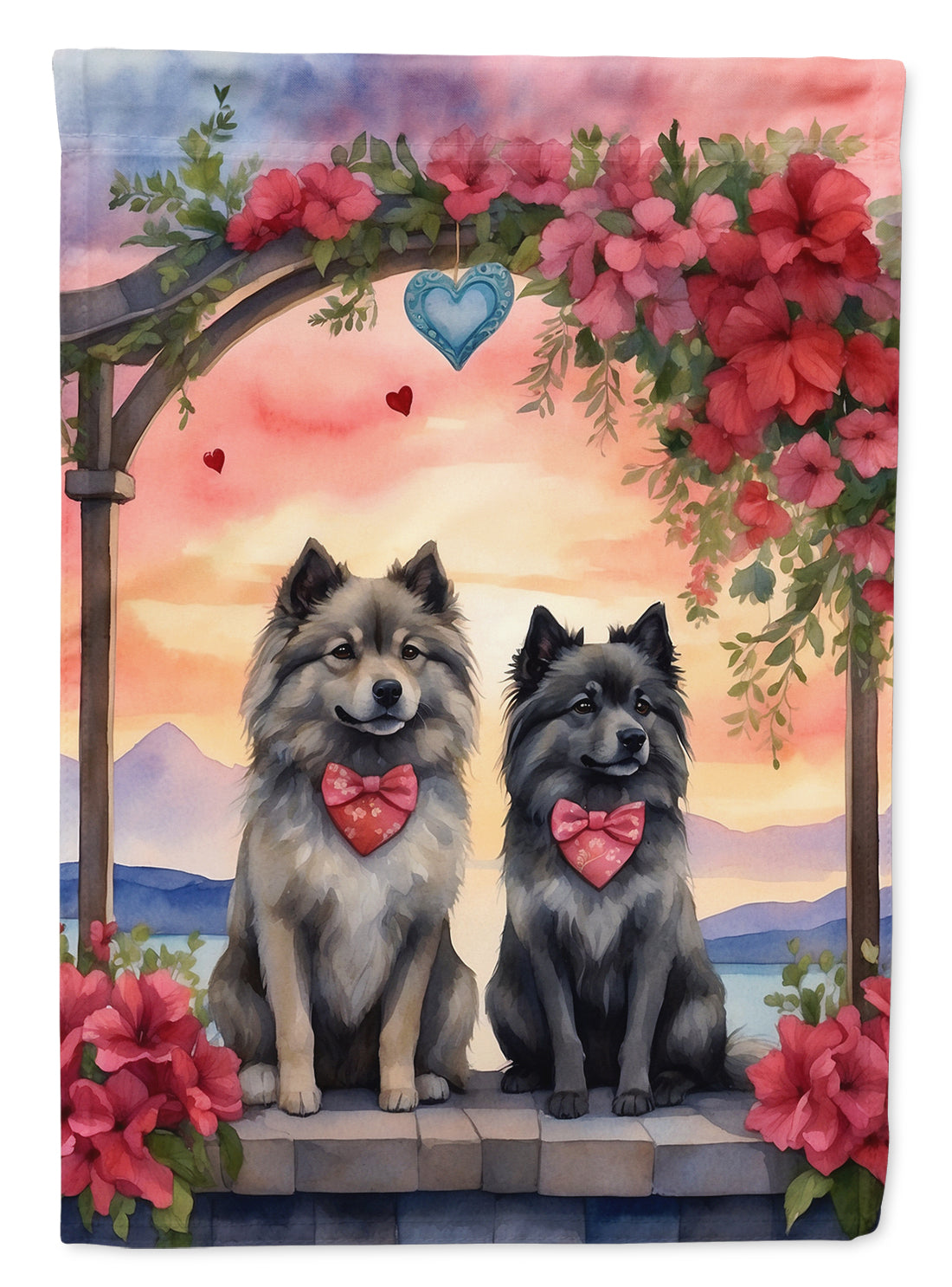 Buy this Keeshond Two Hearts House Flag