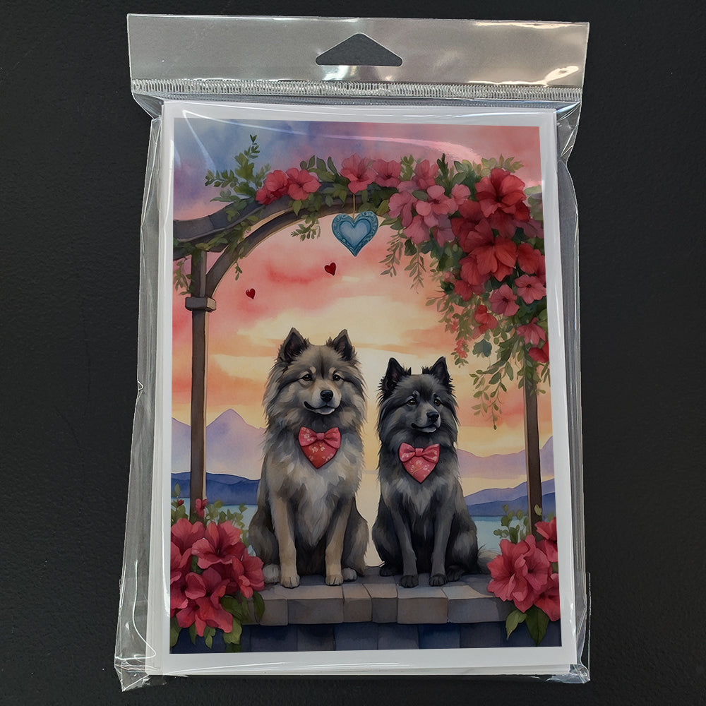 Keeshond Two Hearts Greeting Cards Pack of 8
