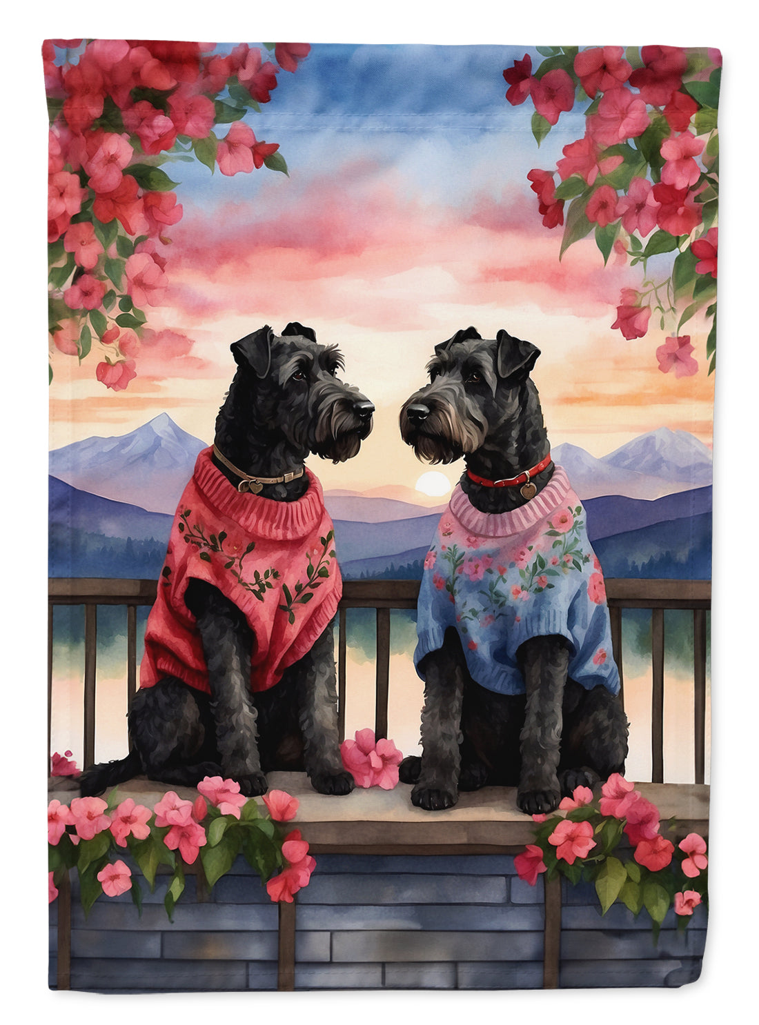 Buy this Kerry Blue Terrier Two Hearts House Flag