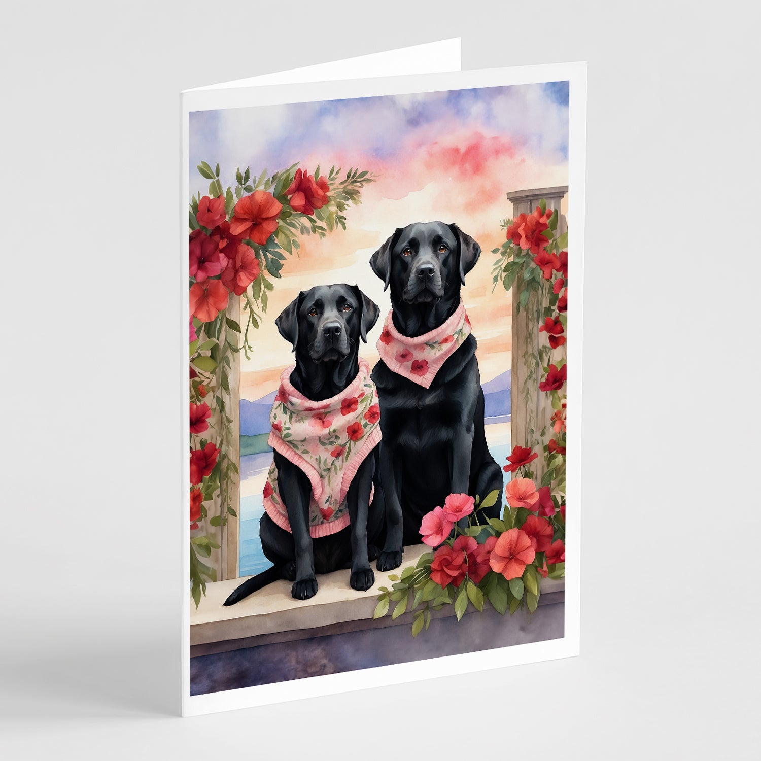 Buy this Black Labrador Retriever Two Hearts Greeting Cards Pack of 8