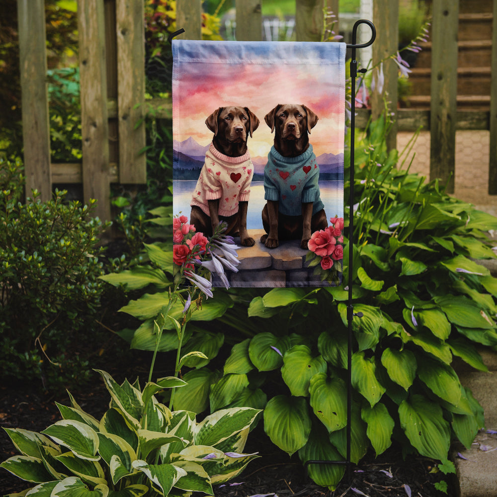 Buy this Chocolate Labrador Retriever Two Hearts Garden Flag