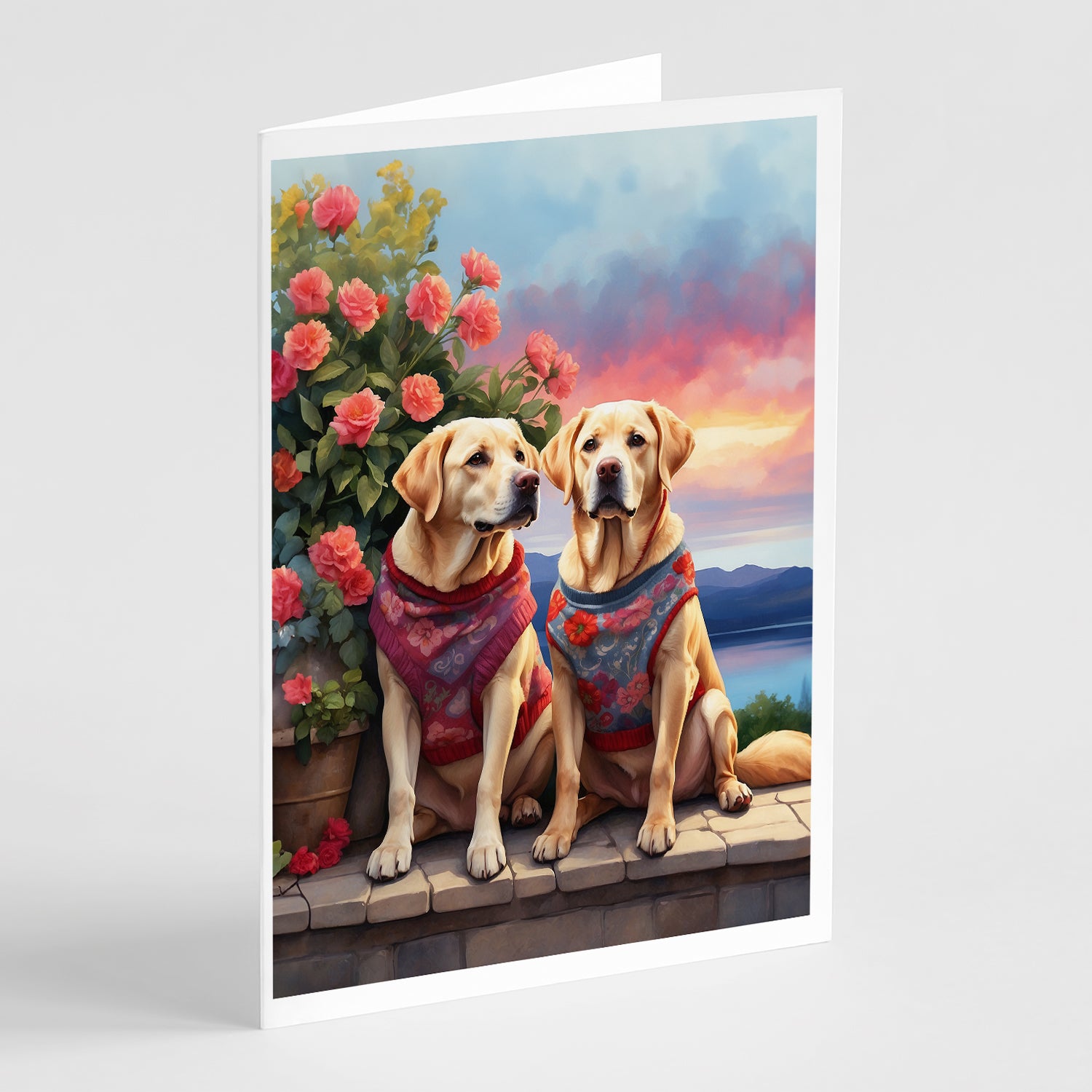 Buy this Yellow Labrador Retriever Two Hearts Greeting Cards Pack of 8