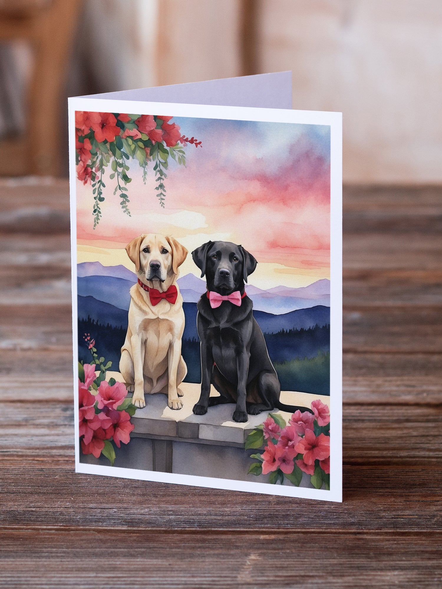 Labrador Retriever Two Hearts Greeting Cards Pack of 8