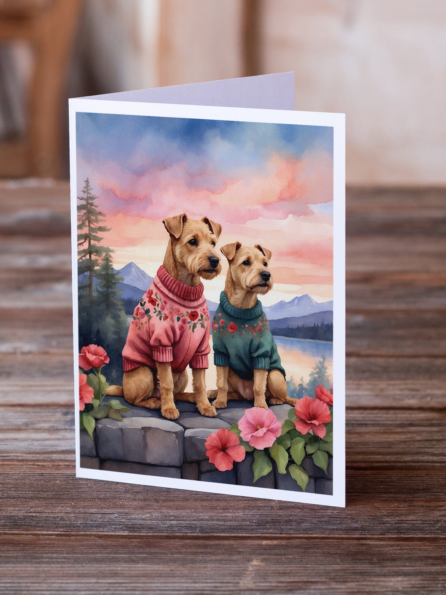 Lakeland Terrier Two Hearts Greeting Cards Pack of 8