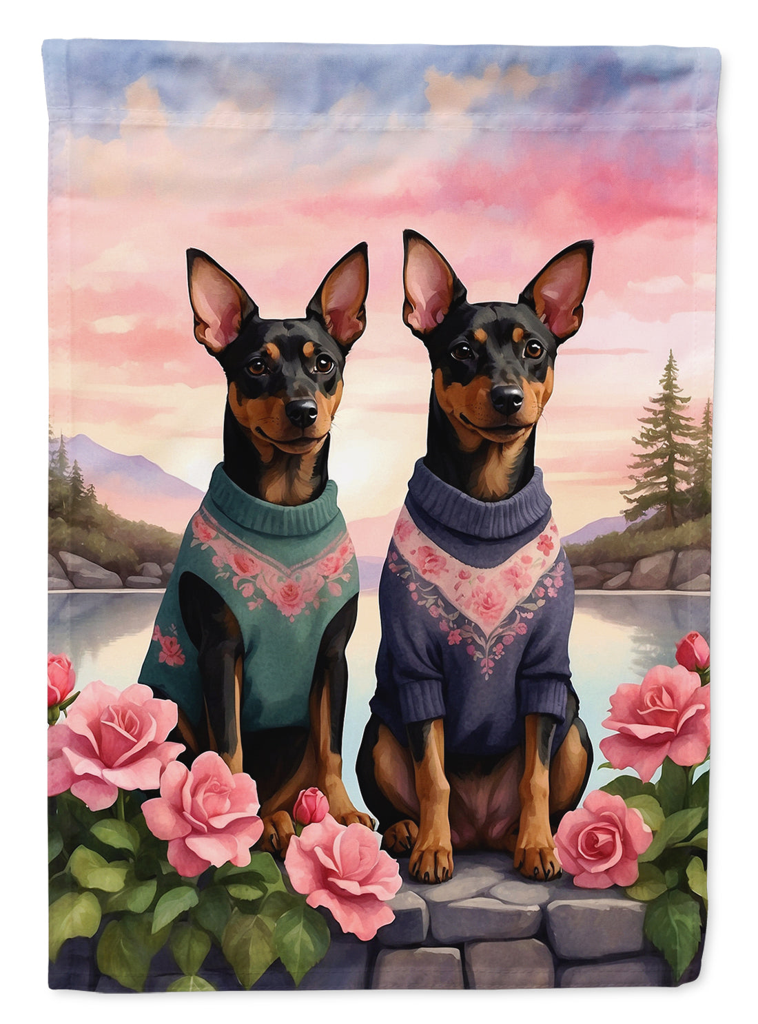 Buy this Manchester Terrier Two Hearts House Flag