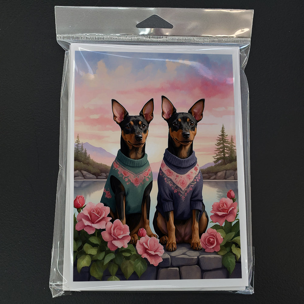 Manchester Terrier Two Hearts Greeting Cards Pack of 8