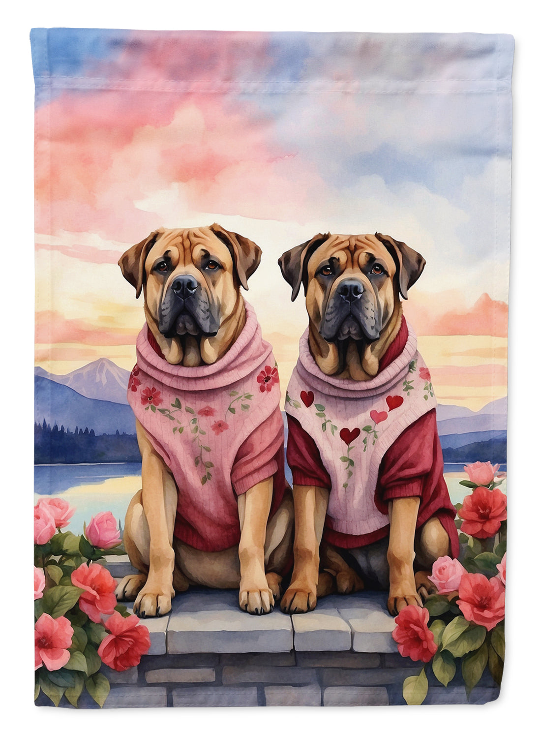 Buy this Mastiff Two Hearts House Flag