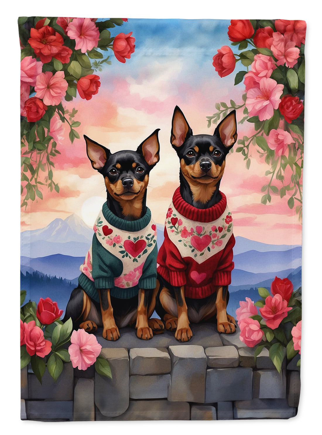 Buy this Miniature Pinscher Two Hearts House Flag