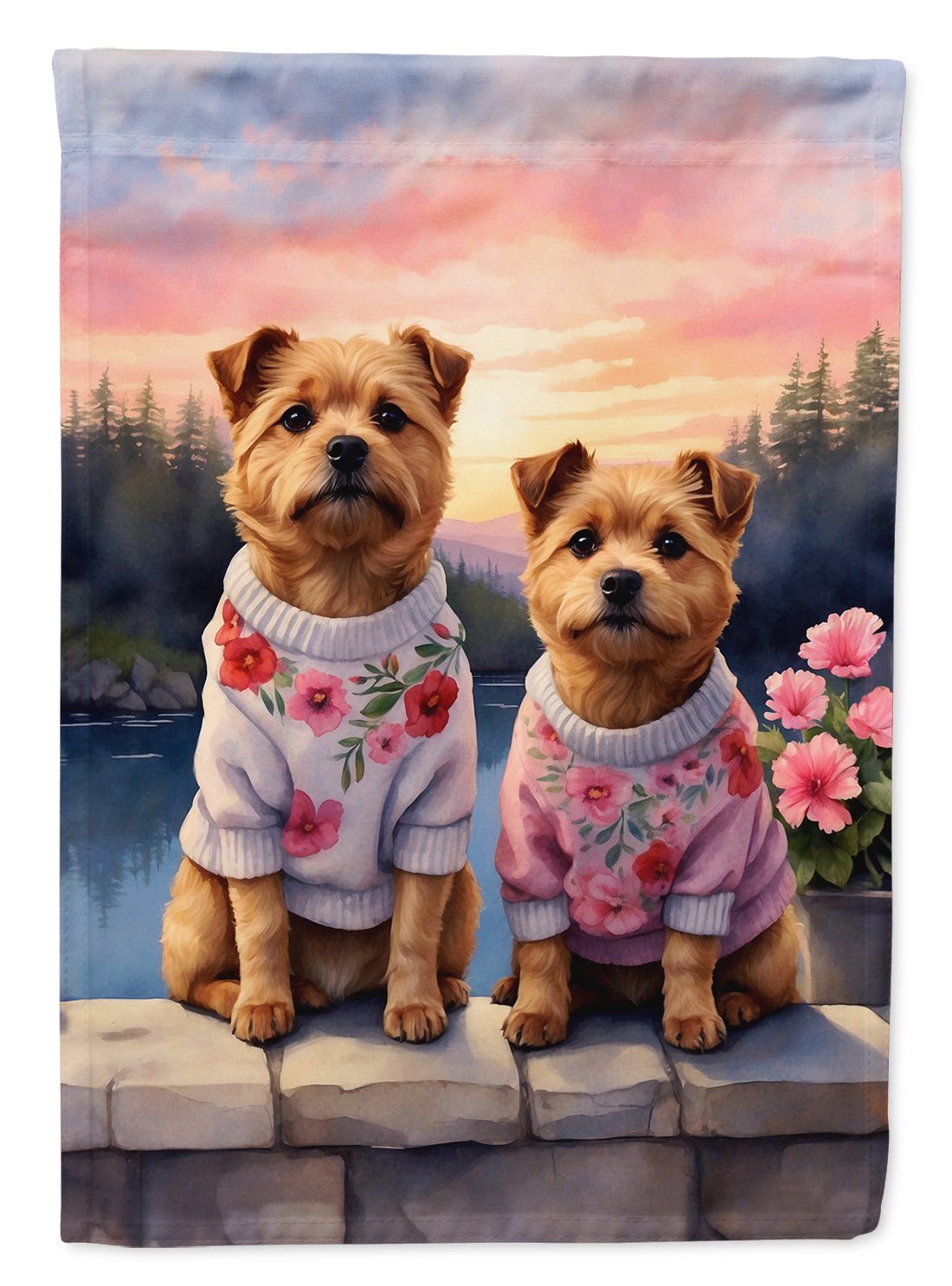 Buy this Norfolk Terrier Two Hearts House Flag