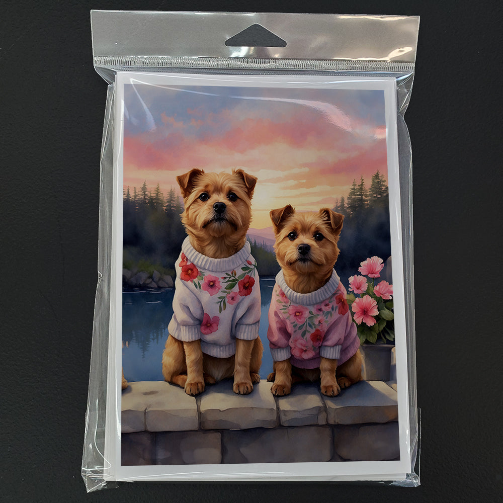 Norfolk Terrier Two Hearts Greeting Cards Pack of 8