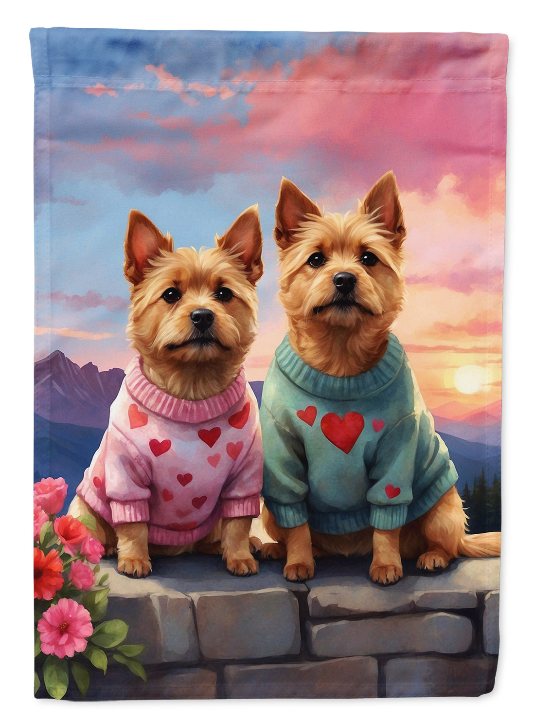 Buy this Norwich Terrier Two Hearts House Flag