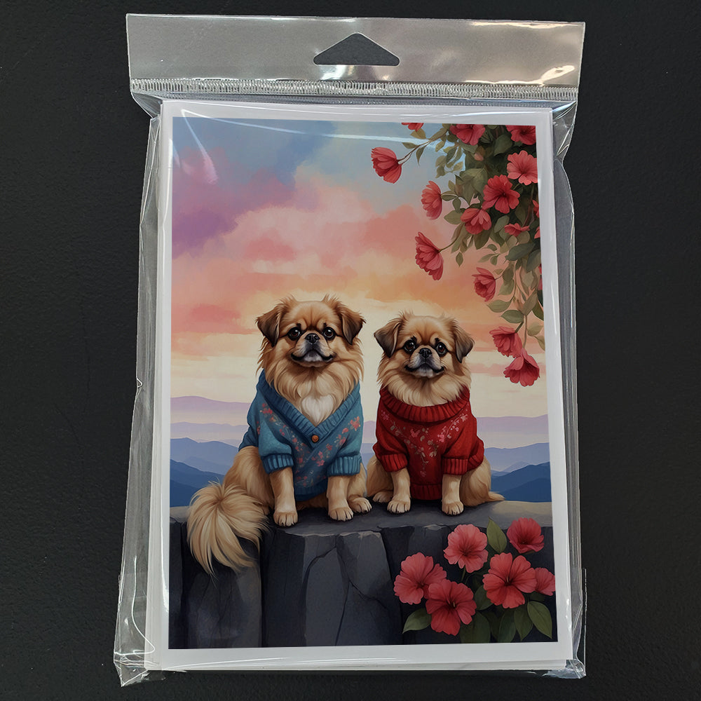 Pekingese Two Hearts Greeting Cards Pack of 8