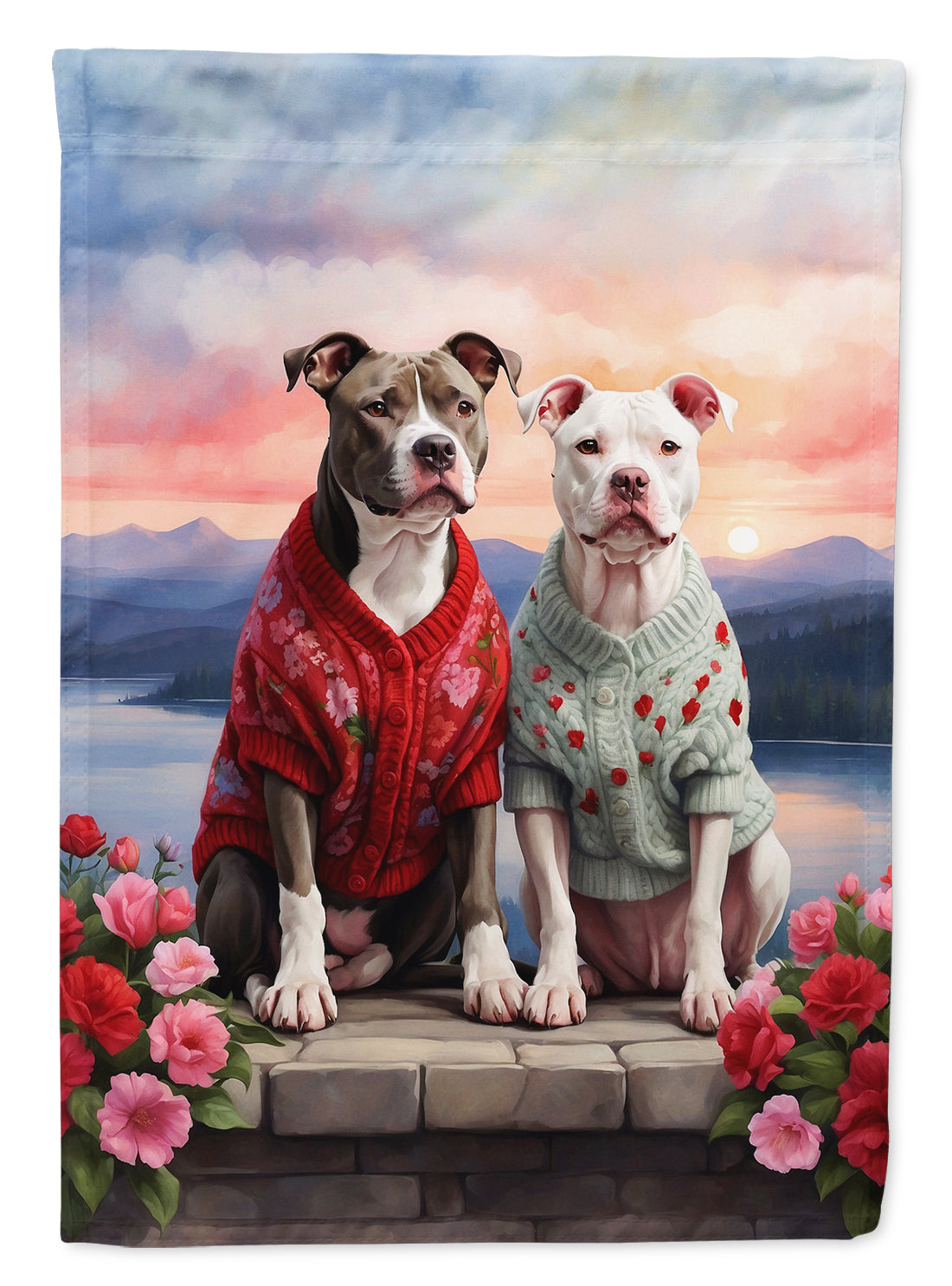 Buy this Pit Bull Terrier Two Hearts House Flag