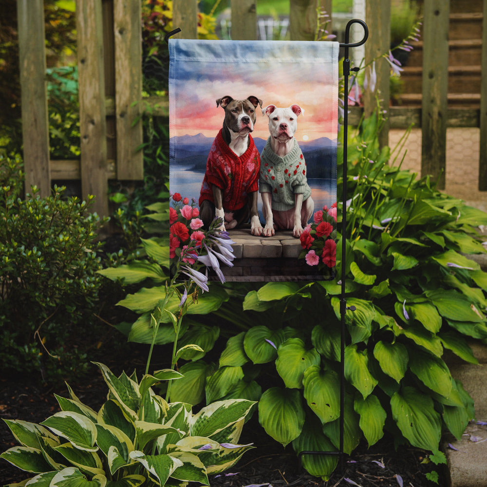 Pit Bull Terrier Two Hearts Garden Flag