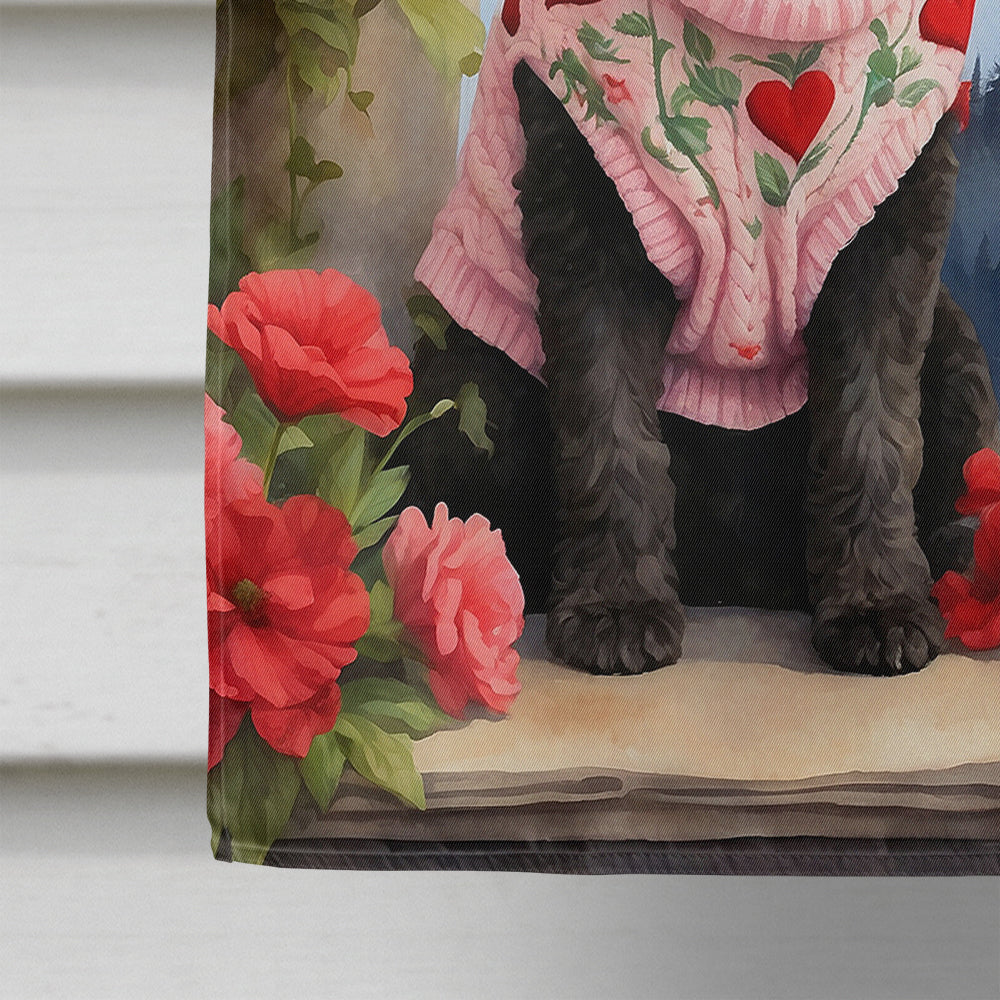 Portuguese Water Dog Two Hearts House Flag