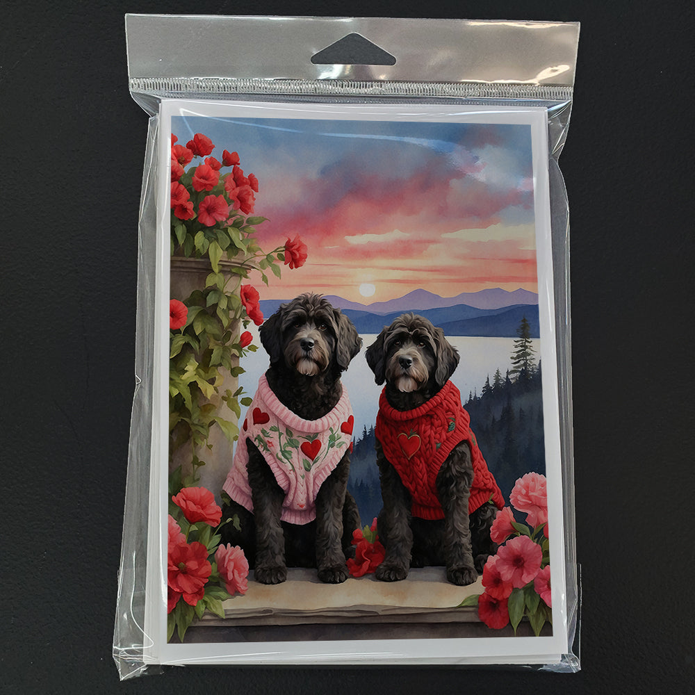 Portuguese Water Dog Two Hearts Greeting Cards Pack of 8