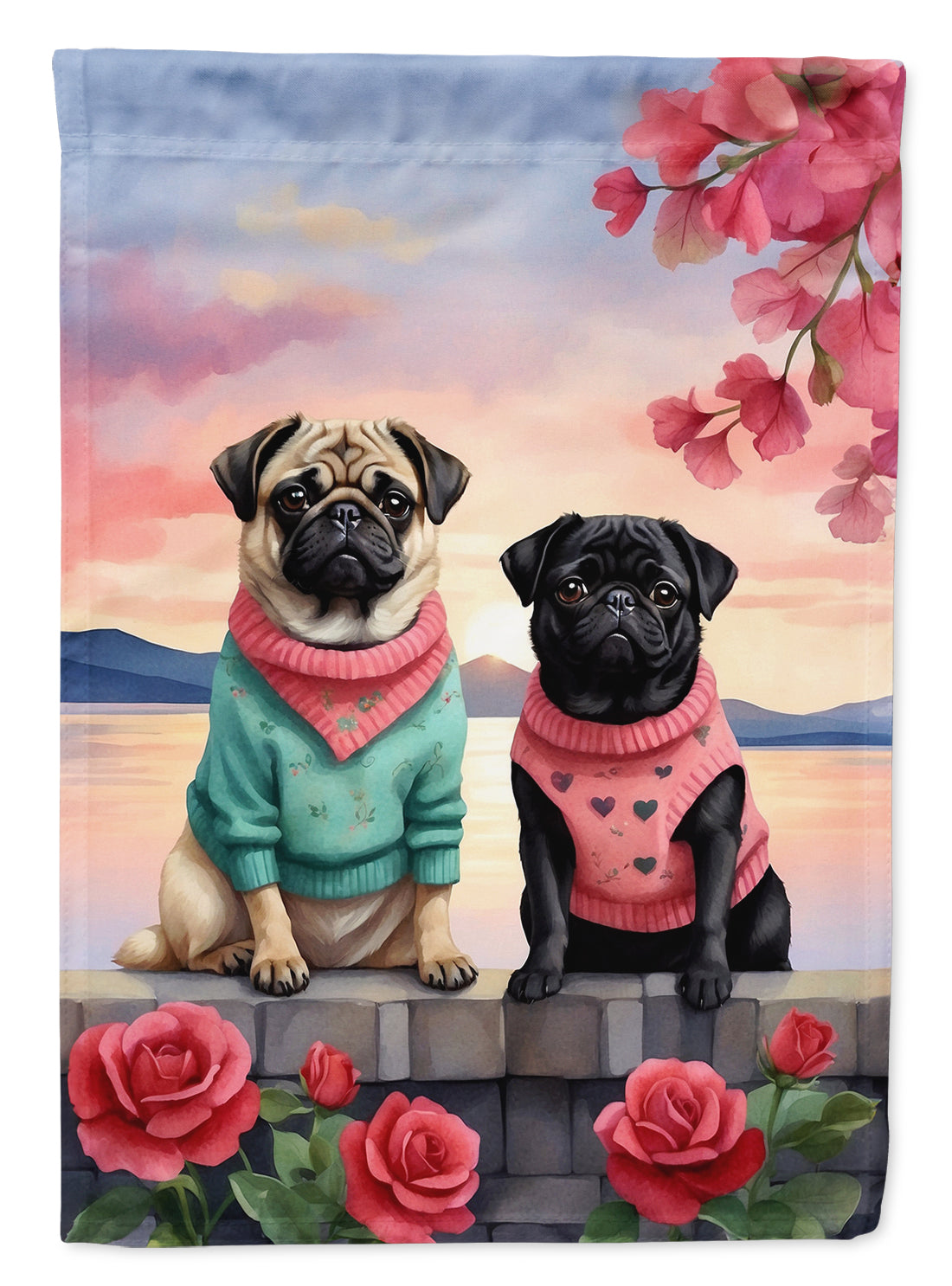 Buy this Pug Two Hearts Garden Flag