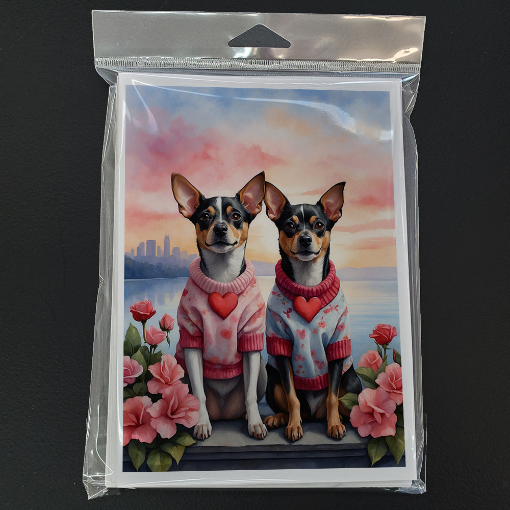 Rat Terrier Two Hearts Greeting Cards Pack of 8
