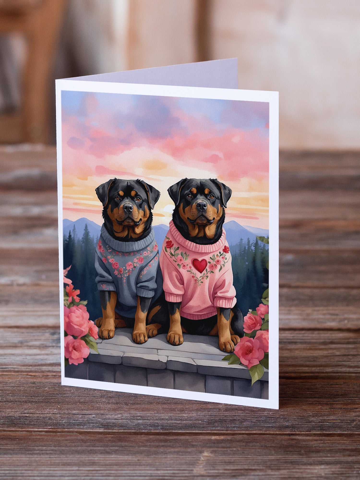 Buy this Rottweiler Two Hearts Greeting Cards Pack of 8