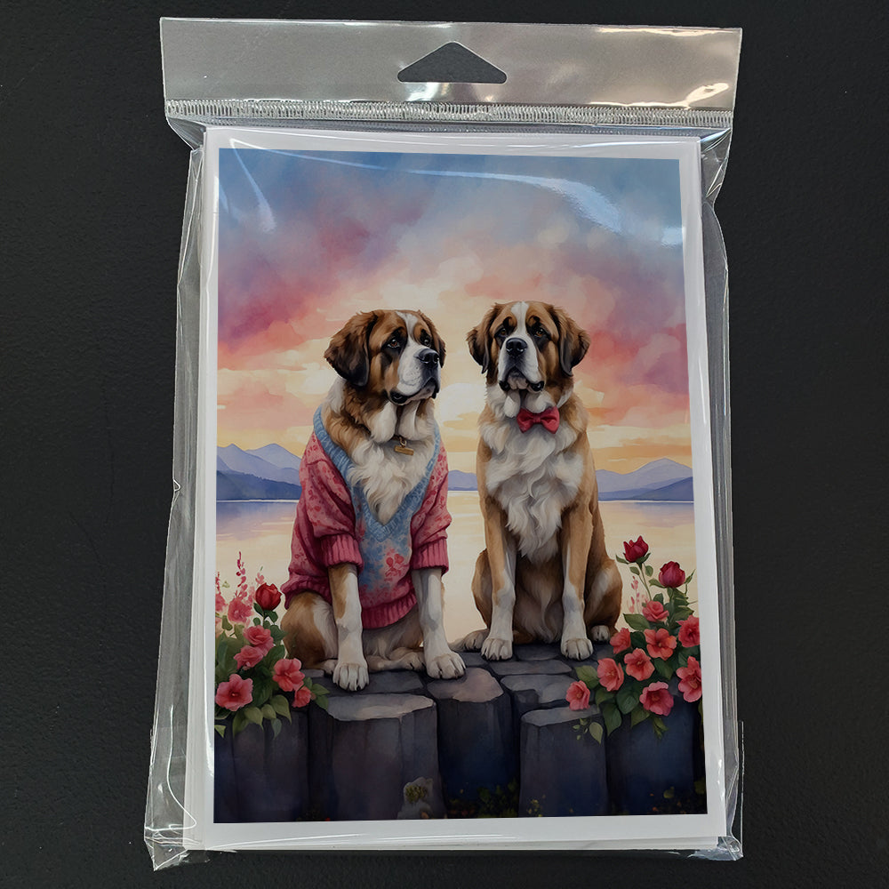 Saint Bernard Two Hearts Greeting Cards Pack of 8