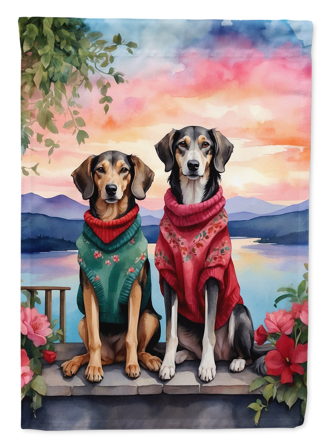 Buy this Saluki Two Hearts House Flag