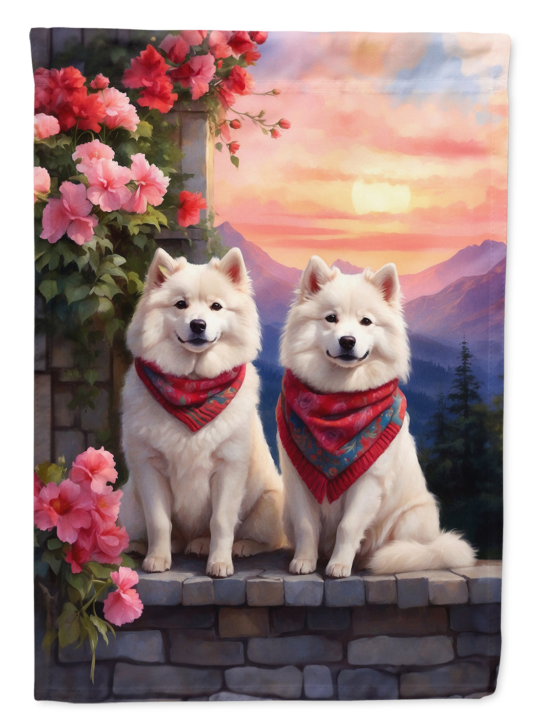 Buy this Samoyed Two Hearts House Flag
