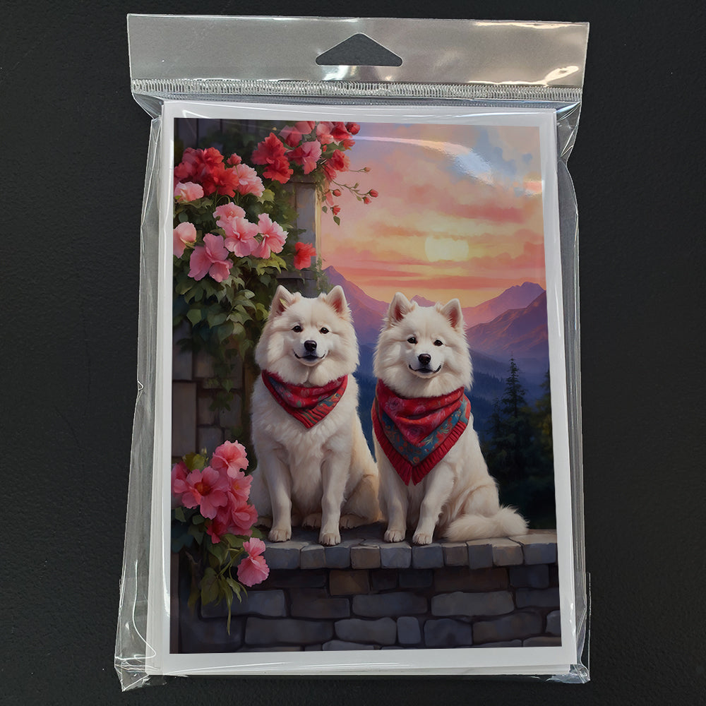 Samoyed Two Hearts Greeting Cards Pack of 8