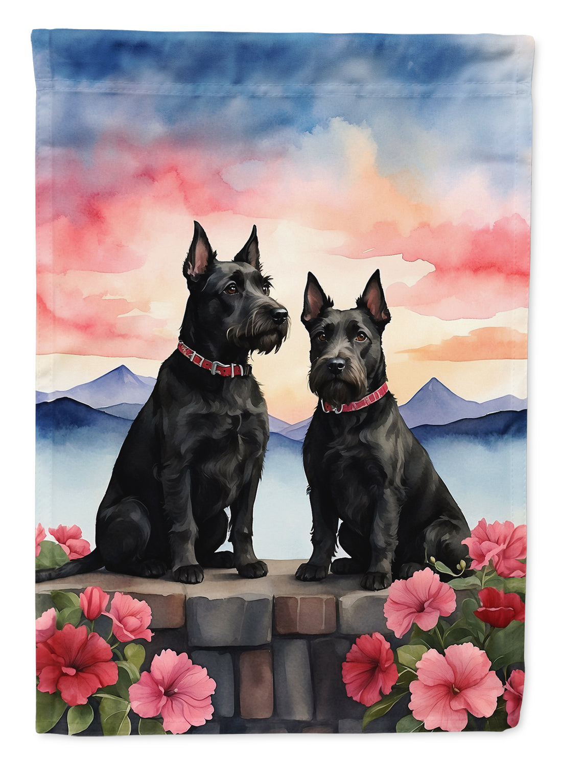 Buy this Scottish Terrier Two Hearts Garden Flag