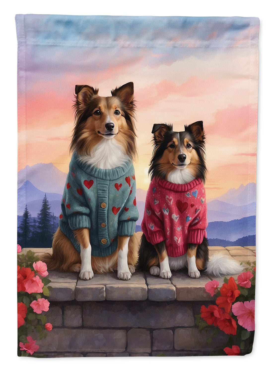 Buy this Sheltie Two Hearts House Flag