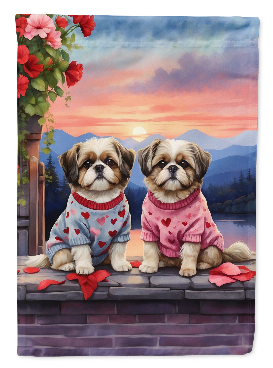 Buy this Shih Tzu Two Hearts House Flag