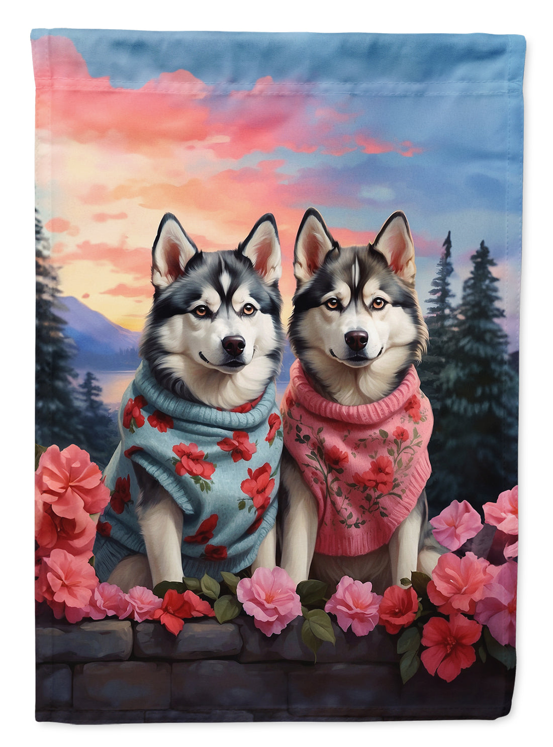 Buy this Siberian Husky Two Hearts Garden Flag