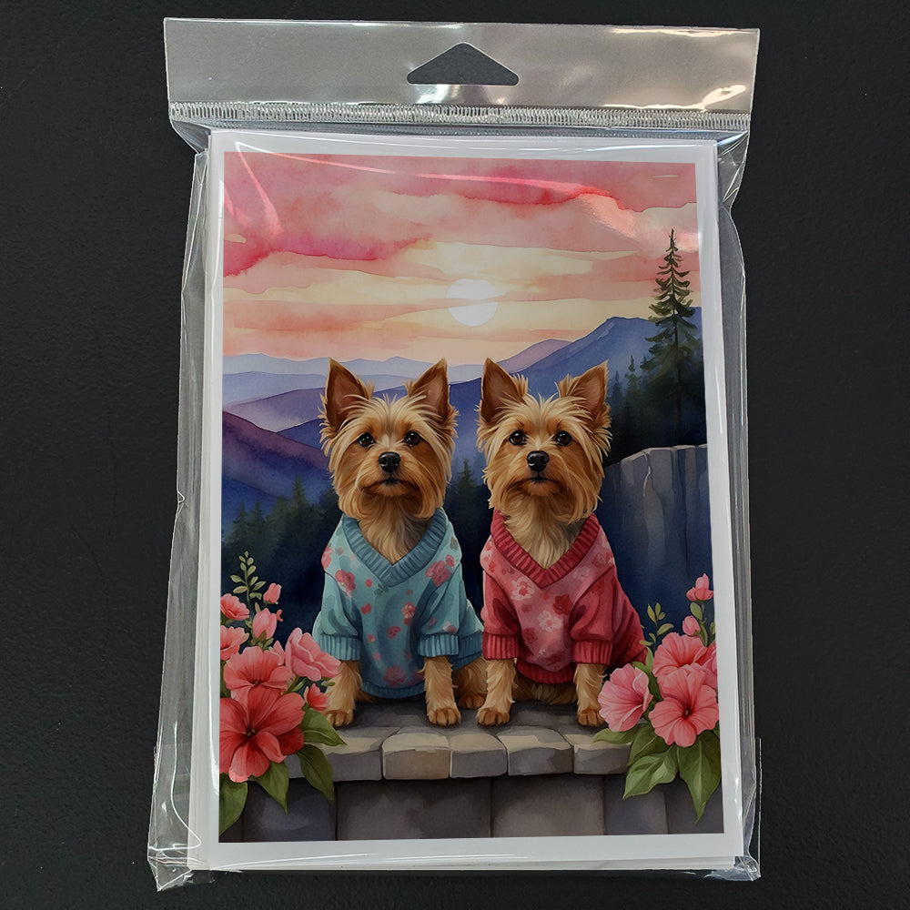 Silky Terrier Two Hearts Greeting Cards Pack of 8