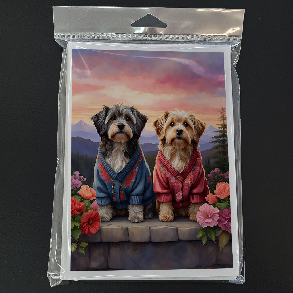 Tibetan Terrier Two Hearts Greeting Cards Pack of 8