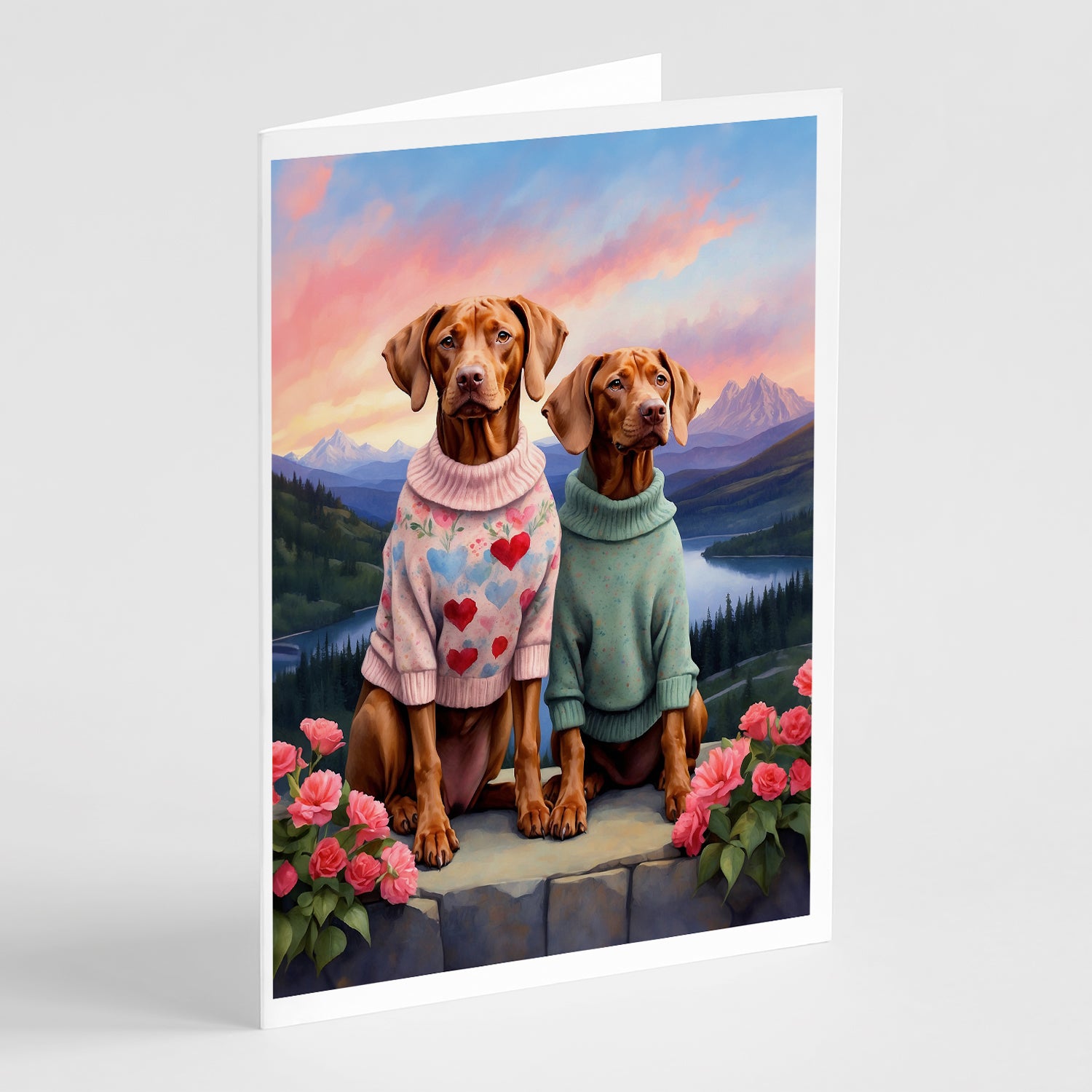 Buy this Vizsla Two Hearts Greeting Cards Pack of 8