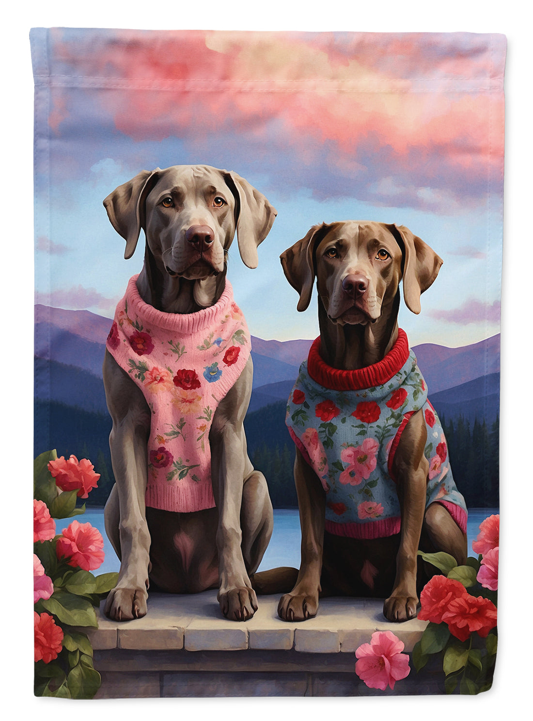 Buy this Weimaraner Two Hearts House Flag
