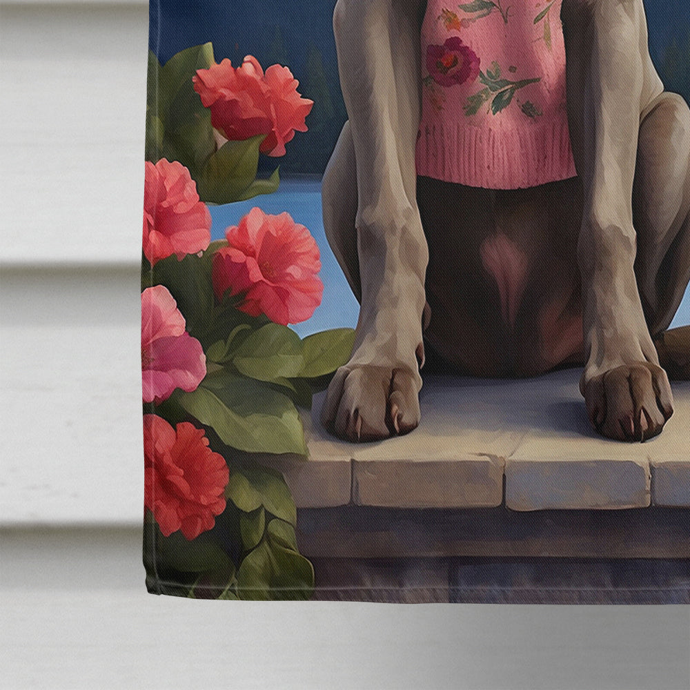 Weimaraner Two Hearts House Flag