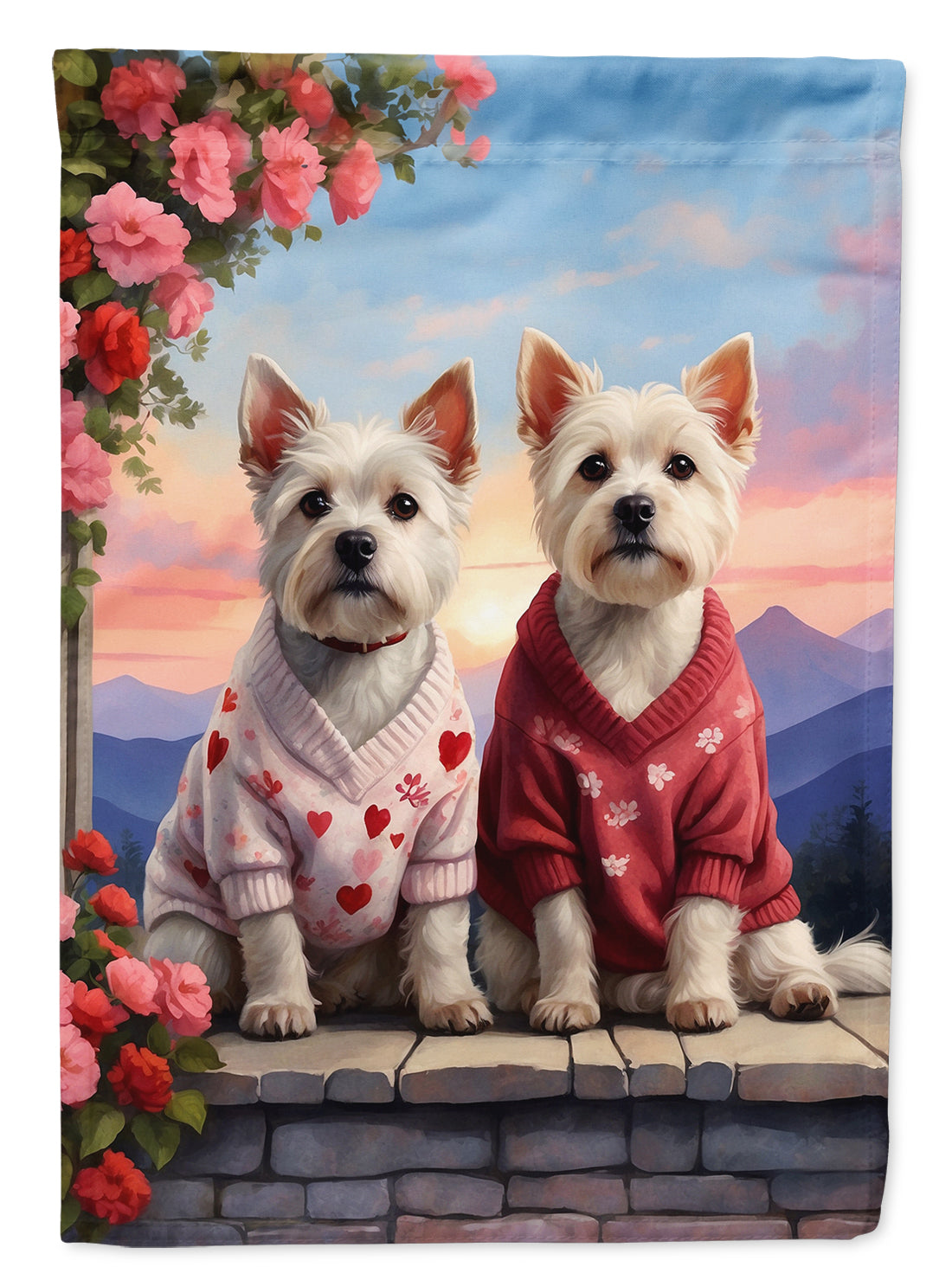 Buy this Westie Two Hearts House Flag