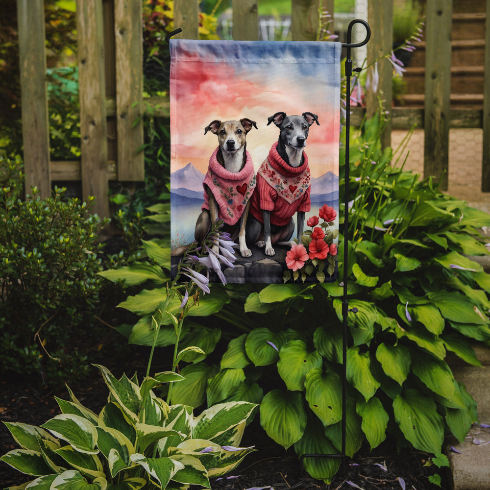 Buy this Whippet Two Hearts Garden Flag