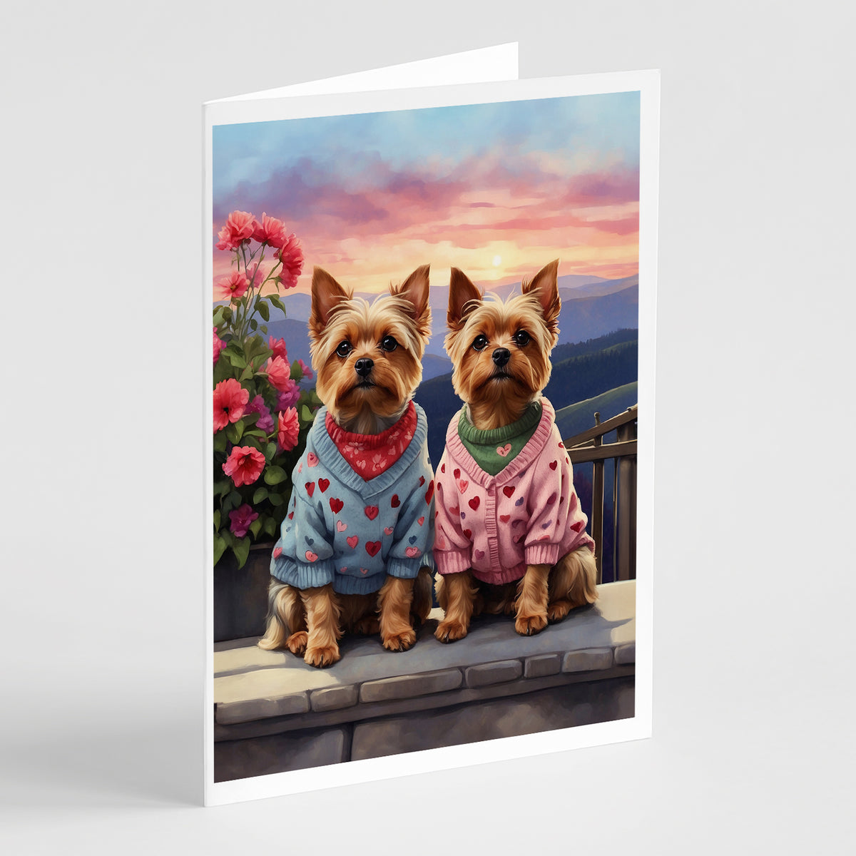 Buy this Yorkshire Terrier Two Hearts Greeting Cards Pack of 8