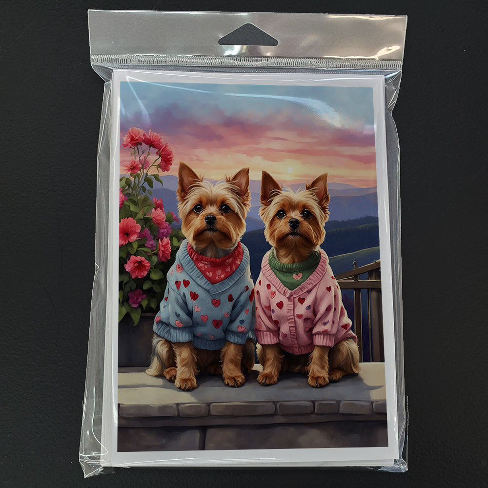 Yorkshire Terrier Two Hearts Greeting Cards Pack of 8