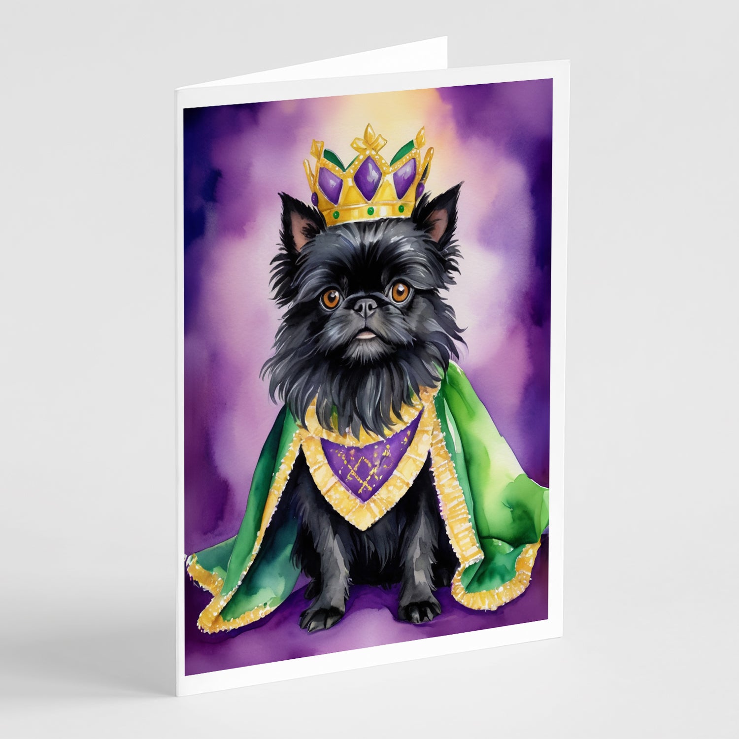 Buy this Affenpinscher King of Mardi Gras Greeting Cards Pack of 8