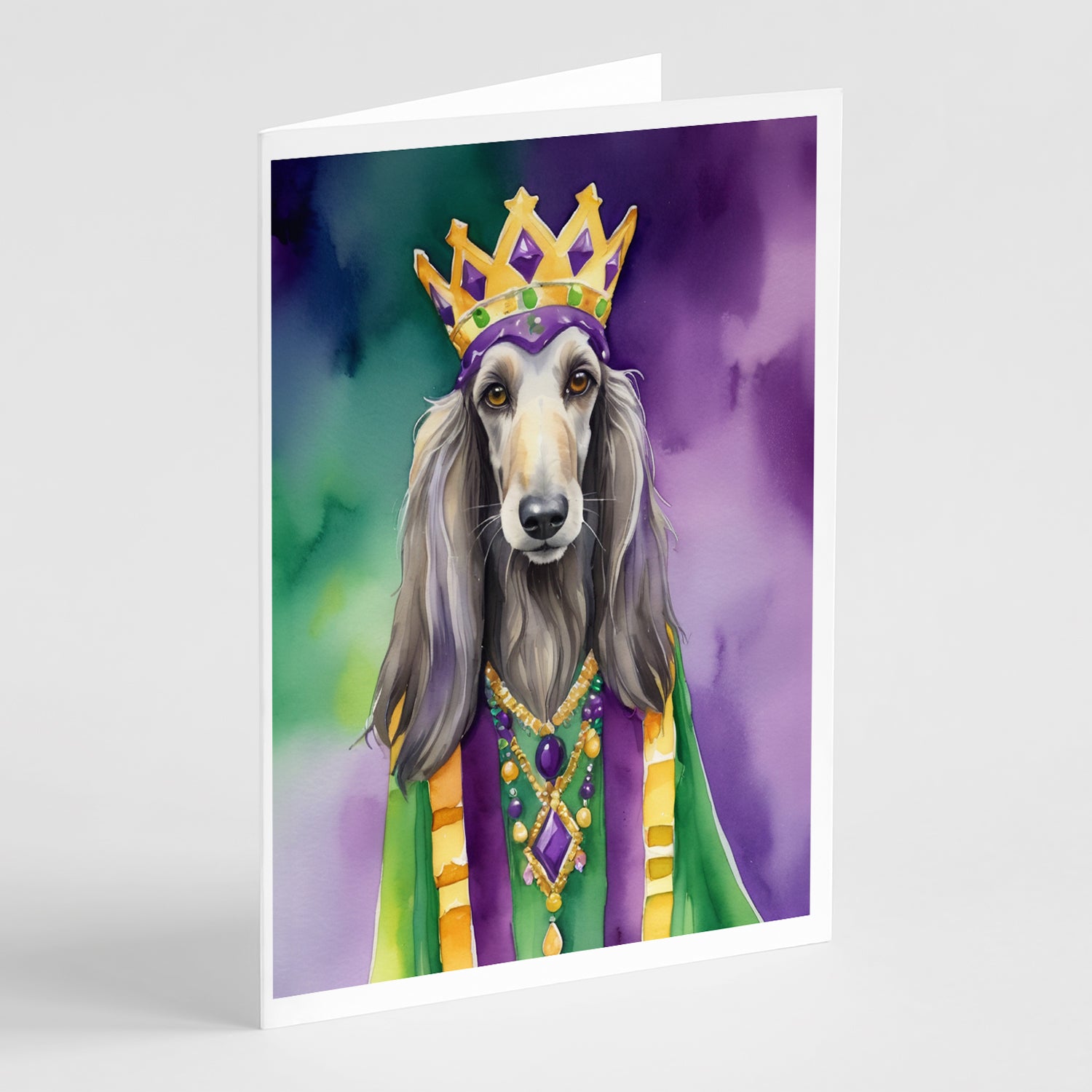 Buy this Afghan Hound King of Mardi Gras Greeting Cards Pack of 8